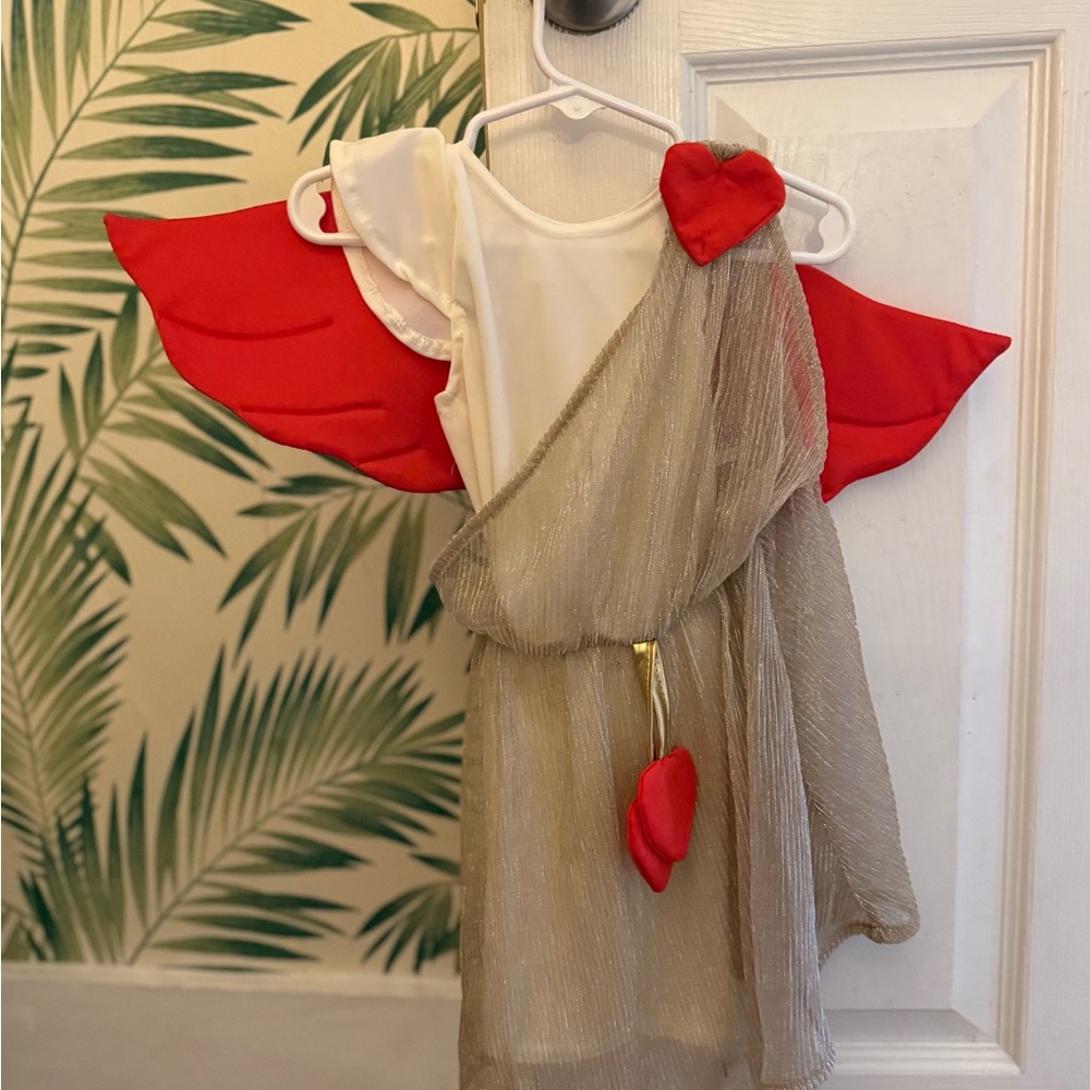 Cupid Costume with Red Wings and Gold Sash 2T